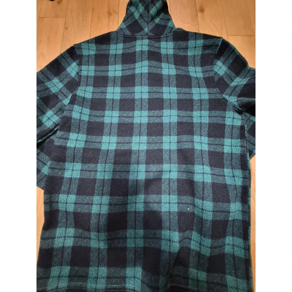 Old Navy Kids XL 14-16 Blackwatch Plaid Sweater Fleece Shawl Collar Pullover NEW